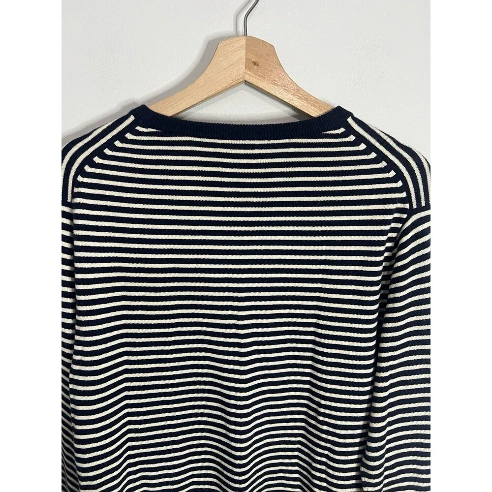 NWT J. Crew Navy Striped Wool Blend Pullover Crewneck Sweater Medium Men